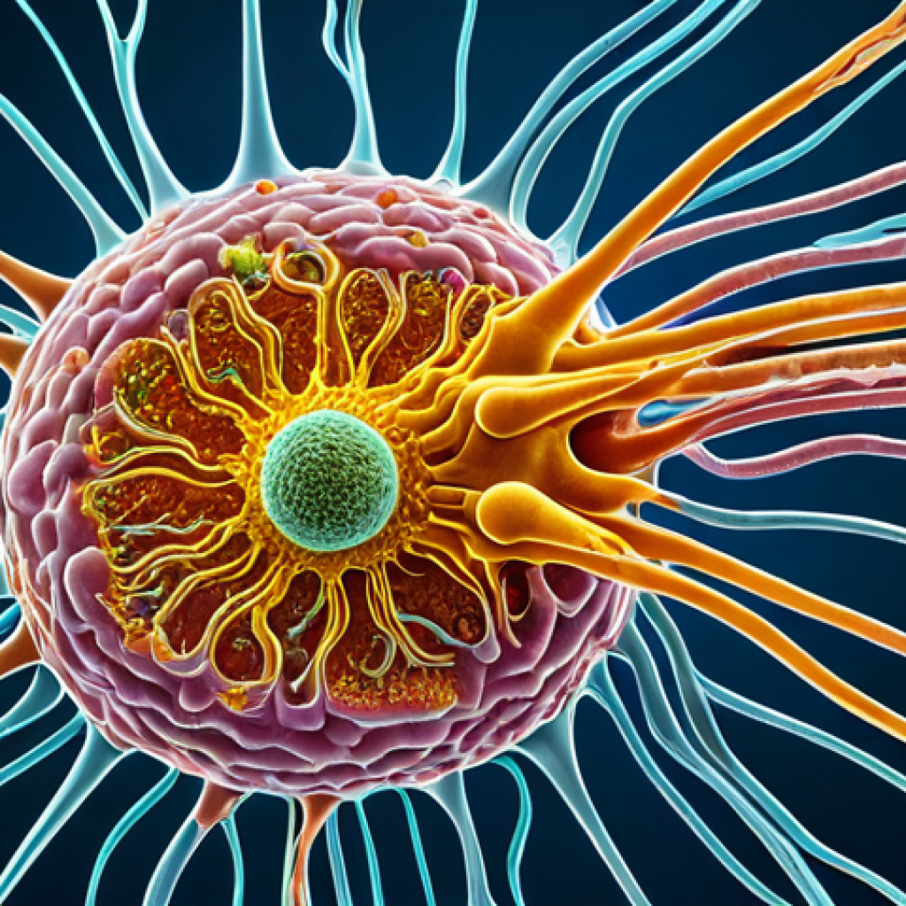 A highly detailed scientific illustration of microscopic entities, showcasing the structural differences between a complex bacterial cell with a visible cell wall, flagella, and distinct internal components, and a much smaller, simpler viral particle composed solely of genetic material encased in a protein capsid. The imagery is rendered as if viewed through an advanced electron microscope, set against an abstract, luminous background representing intricate cellular processes. High resolution, sharp focus, scientific accuracy, vivid colors, detailed textures, professional illustration, safe for work, appropriate content, fully clothed, professional, family-friendly, perfect anatomy, correct proportions, natural pose, well-formed hands, proper finger count, natural body proportions.