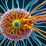 A highly detailed scientific illustration of microscopic entities, showcasing the structural differences between a complex bacterial cell with a visible cell wall, flagella, and distinct internal components, and a much smaller, simpler viral particle composed solely of genetic material encased in a protein capsid. The imagery is rendered as if viewed through an advanced electron microscope, set against an abstract, luminous background representing intricate cellular processes. High resolution, sharp focus, scientific accuracy, vivid colors, detailed textures, professional illustration, safe for work, appropriate content, fully clothed, professional, family-friendly, perfect anatomy, correct proportions, natural pose, well-formed hands, proper finger count, natural body proportions.