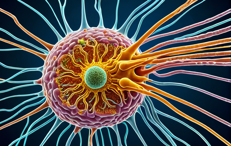 A highly detailed scientific illustration of microscopic entities, showcasing the structural differences between a complex bacterial cell with a visible cell wall, flagella, and distinct internal components, and a much smaller, simpler viral particle composed solely of genetic material encased in a protein capsid. The imagery is rendered as if viewed through an advanced electron microscope, set against an abstract, luminous background representing intricate cellular processes. High resolution, sharp focus, scientific accuracy, vivid colors, detailed textures, professional illustration, safe for work, appropriate content, fully clothed, professional, family-friendly, perfect anatomy, correct proportions, natural pose, well-formed hands, proper finger count, natural body proportions.