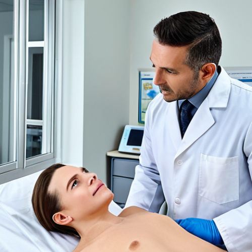 Home 25 **
"A medical professional in a clean, modern clinic, explaining stem cell therapy to a patient, fully clothed, appropriate attire, safe for work, perfect anatomy, natural proportions, professional presentation, family-friendly, illustrating hope and progress."
**
