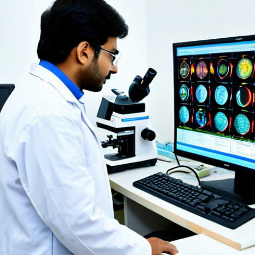 Home 23 Nanomedicine Research Lab**
"A brightly lit research laboratory with scientists in modest lab coats working with advanced equipment, beakers, and microscopes. Focus on researching nanoparticle drug delivery systems. Urdu text on a monitor in the background: 'Nanomedicine for a Healthier Pakistan'. Safe for work, appropriate content, fully clothed, professional, perfect anatomy, natural proportions, high quality."
**