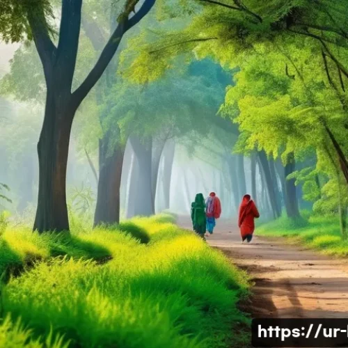 Home 17 생물다양성 보전 - A vibrant, lush forest scene in the heart of rural Pakistan during early morning light, showcasing d...