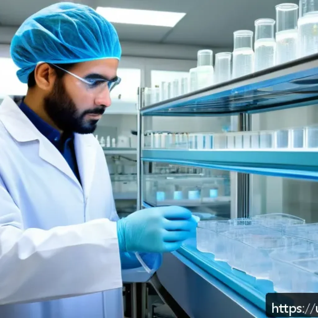 조직공학 기술 - A highly detailed laboratory scene showcasing tissue engineering with biodegradable scaffolds made f...