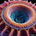 Home 20 세포막과 신호전달 - A highly detailed scientific illustration of a human cell membrane, showcasing its complex structure...